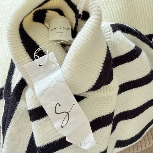 Silk & Salt Striped Sweater in Black and White, Sz M (NWT) - Picture 7 of 7